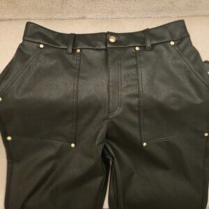 Simulated Black Leather with Gold Accents